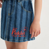 Bobo Choses Denim kjol för flickor randig Pickles the Dog