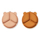 Liewood Silikontallrikar med sugpropp och fack Stacy 2-pack Mustard / Tuscany Rose Mix