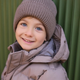 En Fant Barnmössa stickad Beanie med foder Pine Bark